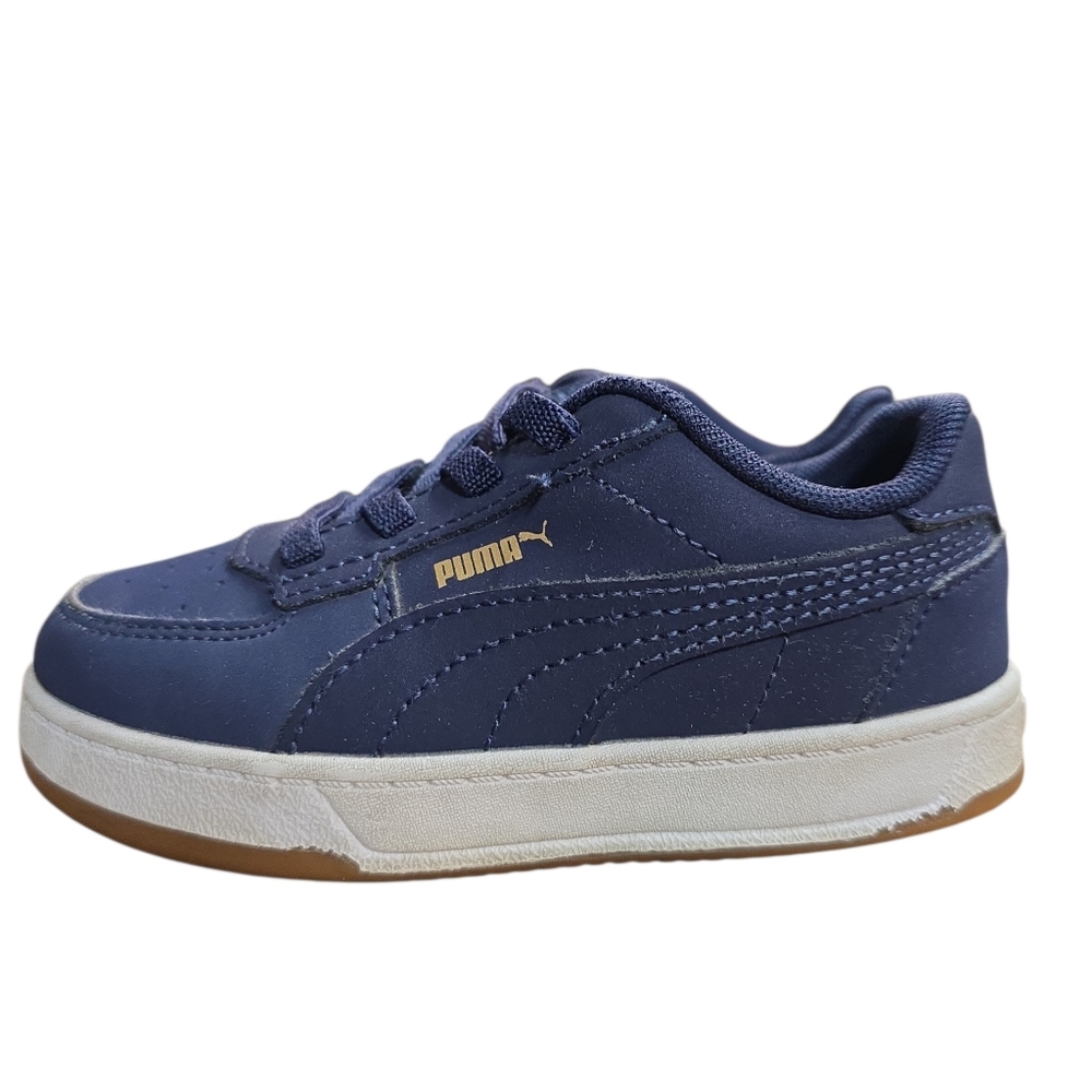 Puma, Navy Blue With Gold Emblem, Size Toddler  8C